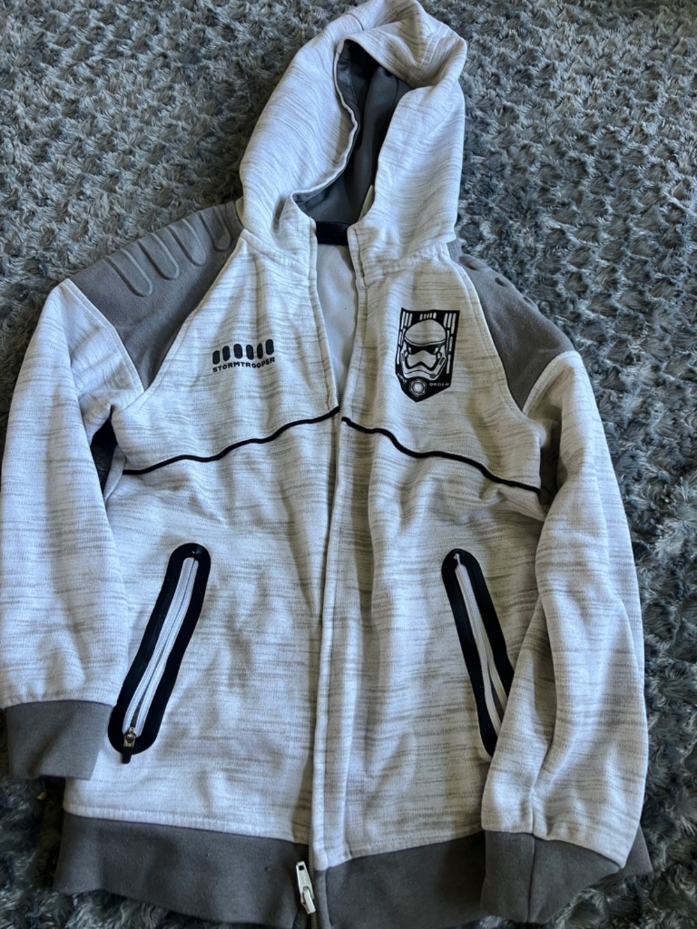 Star Wars Light Gray & Dark Gray Stormtrooper Hooded Puffer Jacket